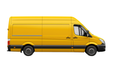 Stylish Delivery Efficient Yellow Van on a White or Clear Surface PNG Transparent Background