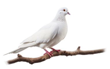 Heavenly Flight Pure White Dove on a White or Clear Surface PNG Transparent Background