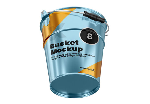 Down view metal bucket mockup