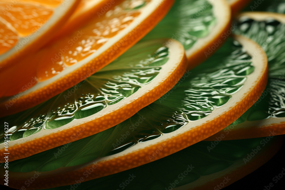 Poster melon - rich orange and green abstract shapes in a rounded form.