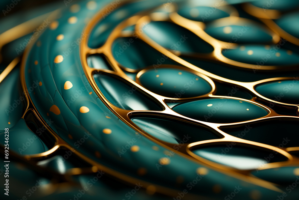 Aufkleber Quail - Rich range and green abstract shapes in a rounded form.