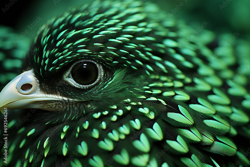 Poster Quail - Rich range and green abstract shapes in a rounded form.