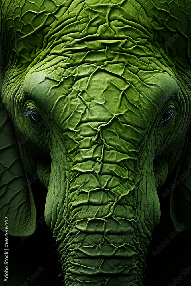 Poster Elephant - Rich range and green abstract shapes in a rounded form.