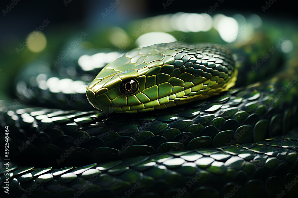 Poster Anaconda - Rich range and green abstract shapes in a rounded form.