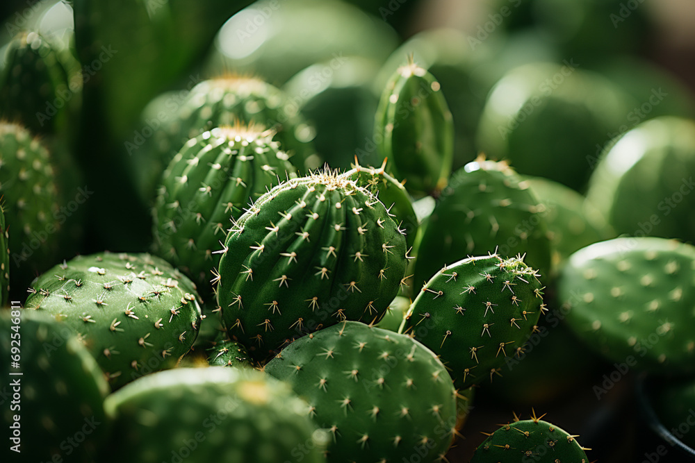 Poster Cacti - Rich range and green abstract shapes in a rounded form.