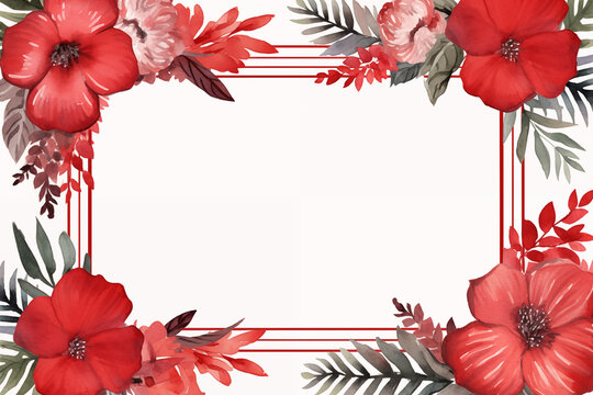 red flower border, red flower frame