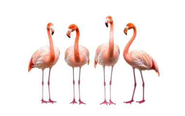 Distinctive Pink Flamingos Elegant Look on a White or Clear Surface PNG Transparent Background