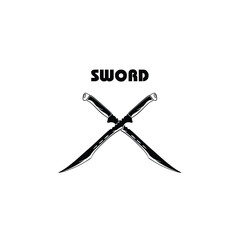 swords icon. Black silhouette. Front side view. Vector simple flat graphic illustration. Isolated object on a white background. Isolate