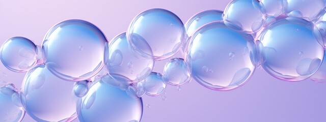 Generative AI, abstract pastel pink blue purple background with iridescent magical air bubbles, wallpaper with glass balls or water drops	
