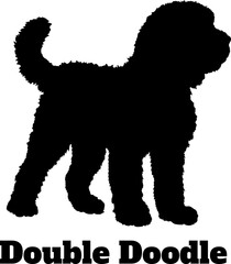Double Doodle Dog silhouette SVG Vector