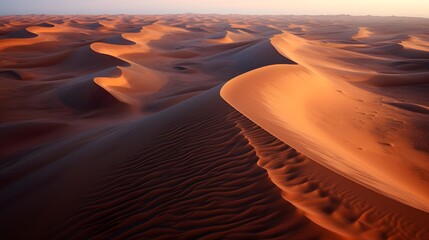 Beautiful panoramic view of sand dunes in the Sahara desert