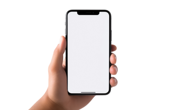 Mobile Embrace Hand and Phone on a White or Clear Surface PNG Transparent Background