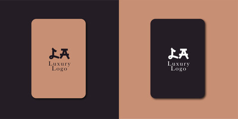 LA Logo design vector in Chinese letters - obrazy, fototapety, plakaty