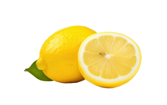 Citrus Zest Refreshingly Tangy Lemon on a White or Clear Surface PNG Transparent Background