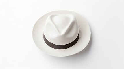 Classic Elegance: Retro Fedora Hat Stands Timeless Against a Clean White Background. - obrazy, fototapety, plakaty