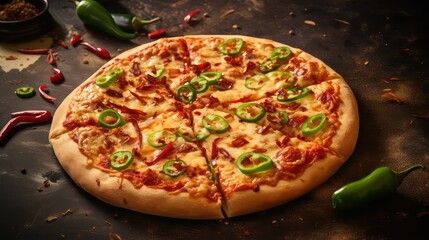 cheese pepper pizza food illustration crust sauce, toppings delivery, slice spicy cheese pepper pizza food - Powered by Adobe