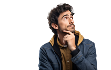 Thoughtful Reflection Mans True Essence on a White or Clear Surface PNG Transparent Background