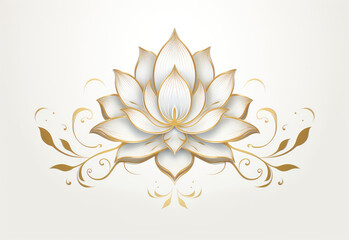 a gold lotus flower icon vector on a white background