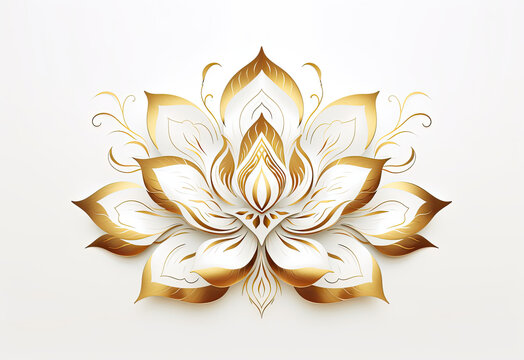 a gold lotus flower icon vector on a white background