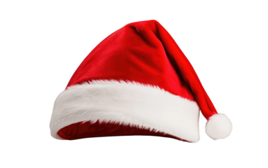 Festive Santa Hat Cutout Celebrates Holidays on a White or Clear Surface PNG Transparent Background