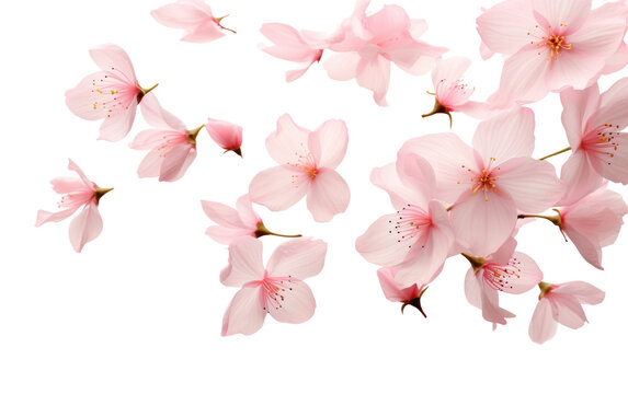 Falling Sakura Petals Paint Air Canvas on a White or Clear Surface PNG Transparent Background