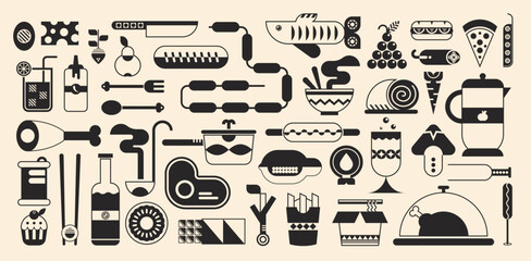 set illustration icons of foods in silhouette perfect for designs with a food theme