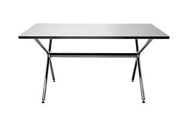 Durability Meets Style Elegant Steel Table on a White or Clear Surface PNG Transparent Background - obrazy, fototapety, plakaty