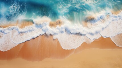 Fototapeta na wymiar Aerial beach view. Generative AI