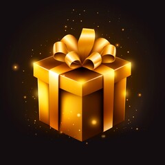 Gold Gift Box Icon. Made with generative ai