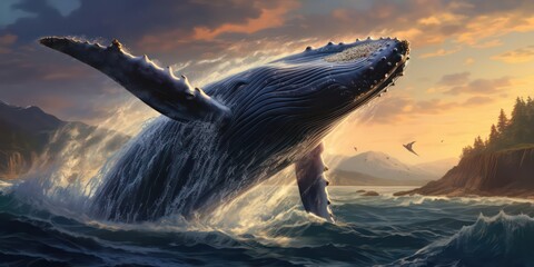 Incorporate waves or ocean imagery to emphasize the whale's habitat.