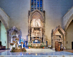Naples Campania Italy. The altar of Santa Chiara Basilica Church