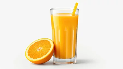 Fotobehang Orange juice glass Isolated.. Generative AI © Roman