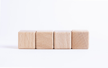Wooden toy cubes isolated on a white