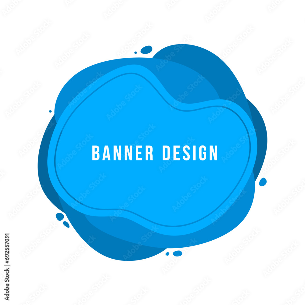 Poster blue liquid vector banner. geometric fluid shapes or forms. dynamic fluid badge for poster with spac