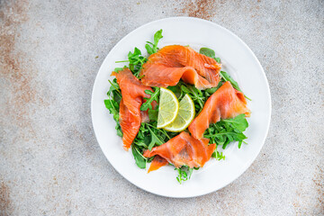 salmon lightly salted smoked fish seafood salad ready to eat healthy eating cooking appetizer meal food snack on the table copy space food