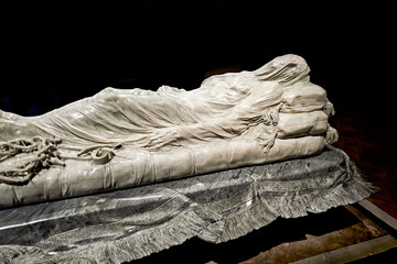 Naples Italy. Veiled Christ sculpture in Sansevero Chapel