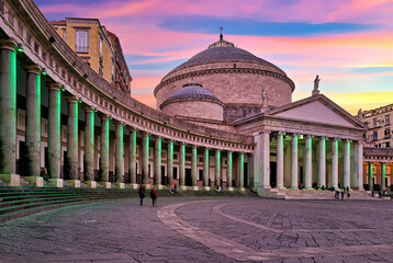 Naples Campania Italy. Basilica reale pontificia di San Francesco di Paola in Piazza Plebiscito at...