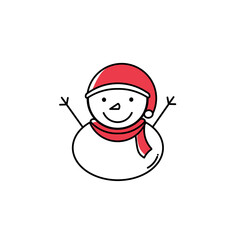 snowman with santa claus hat outline