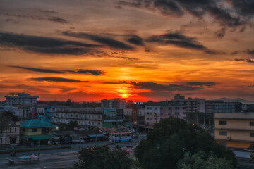 Fototapeta na wymiar Beautiful colorful sunrise scene background.