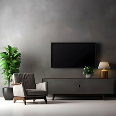 interior of living room, lamp, flower vase,Tv