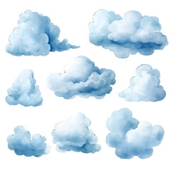 Fototapeta premium Clouds in the sky icon set on white background.