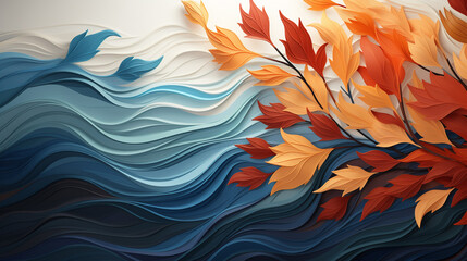 A captivating arrangement of autumn background pattern vectors with a symphony of swirling leaves in diverse shapes and sizes. Generative ai.