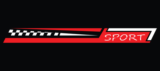 Red and white car decoration decals with the words Sport. Can be used on both sides of racing cars and sports cars. Luxurious modern style. スポーツの文字が入った赤と白の車の装飾デカール. - obrazy, fototapety, plakaty
