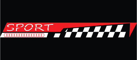 Red and white car decoration decals with the words Sport. Can be used on both sides of racing cars and sports cars. Luxurious modern style. スポーツの文字が入った赤と白の車の装飾デカール.