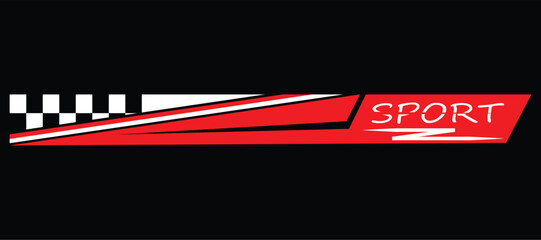 Red and white car decoration decals with the words Sport. Can be used on both sides of racing cars and sports cars. Luxurious modern style. スポーツの文字が入った赤と白の車の装飾デカール.