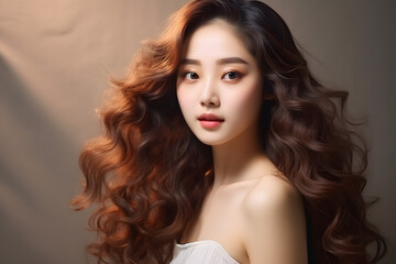 Naklejka premium Portrait of asian woman with beautiful hair.