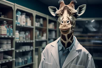 Foto op Plexiglas Generative AI image of wild animal in pharmacy © deagreez