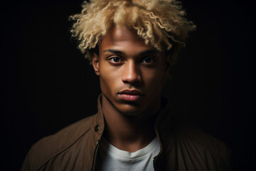 Obraz premium AI generated image of fashionable man isolated on dark background