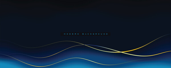 Dark blue modern background with gold line decoration