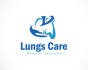 lungs care logo creative health design concept hand ,medical clinic solution